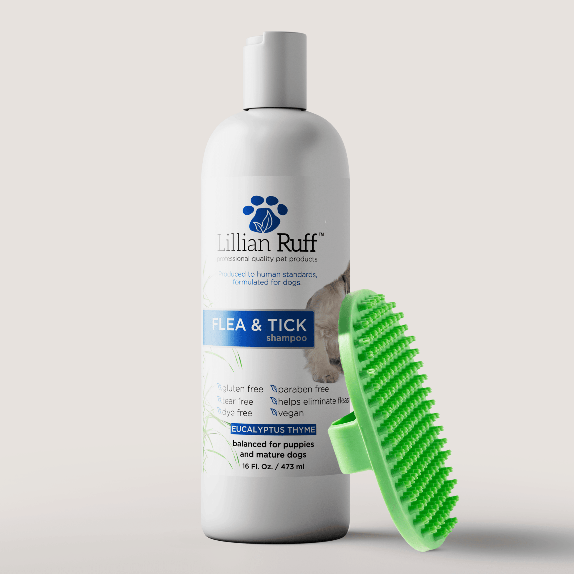 Flea & Tick Shampoo With Bath Brush - Best Dog Shampoo