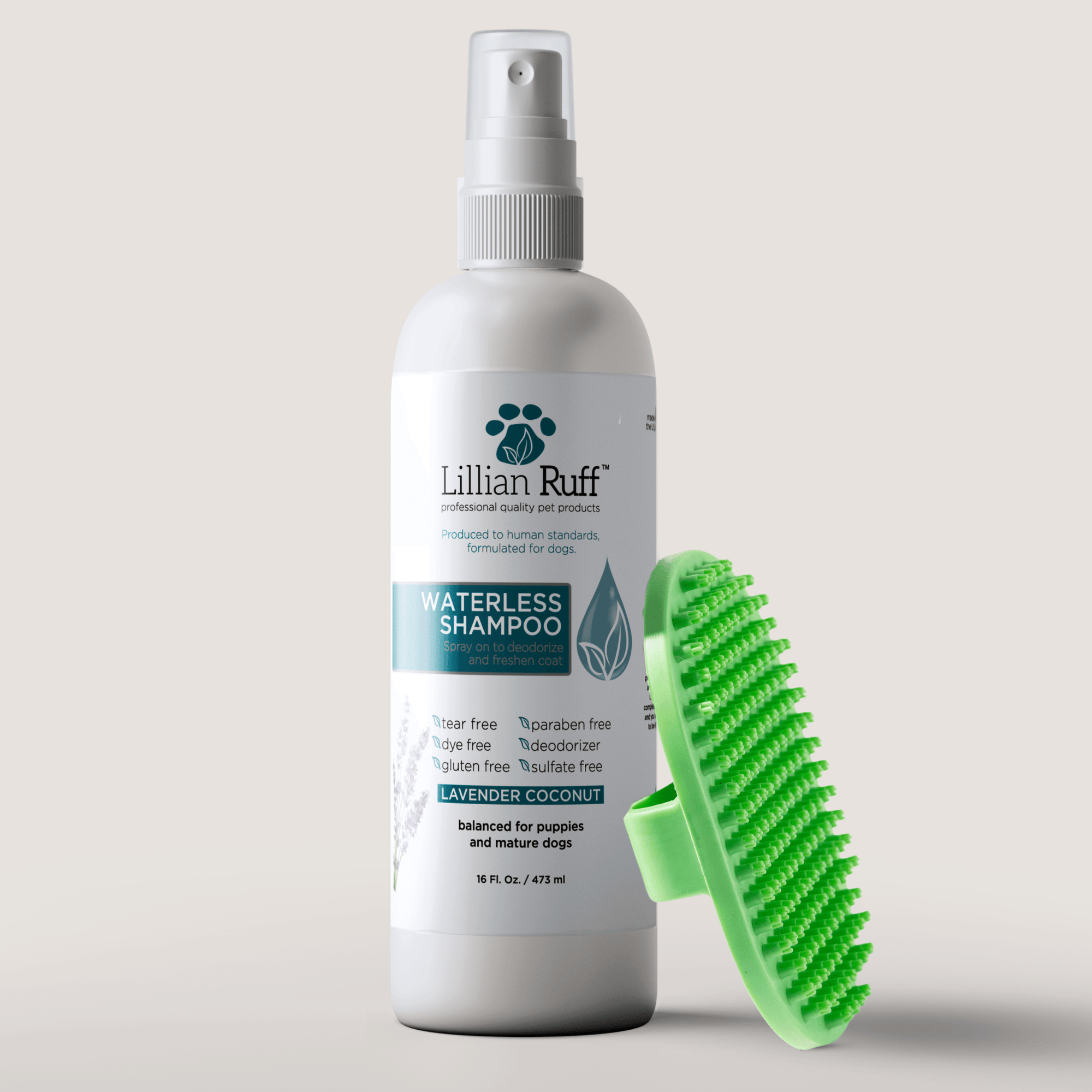 Waterless Shampoo - Lavender Coconut (16oz With Brush) - Best Dog Shampoo
