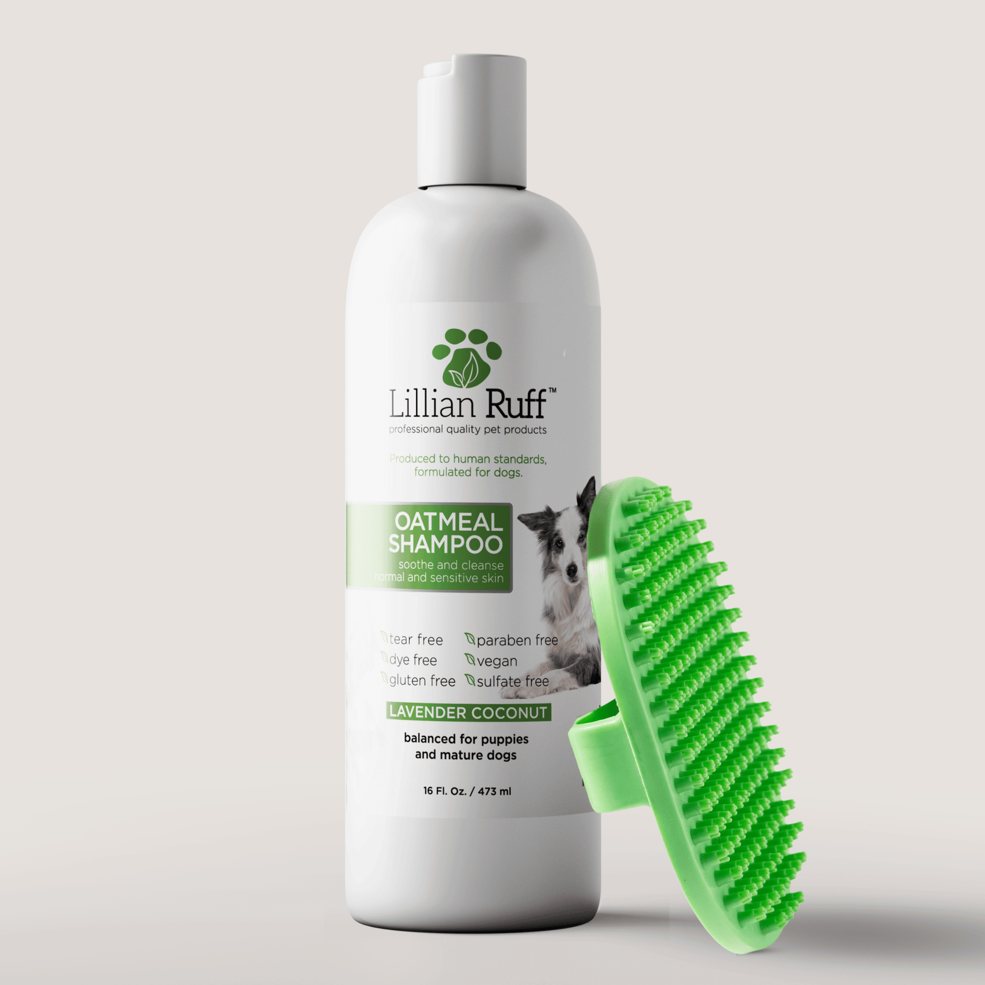 Oatmeal Shampoo (16oz With Bath Brush) - Best Dog Shampoo