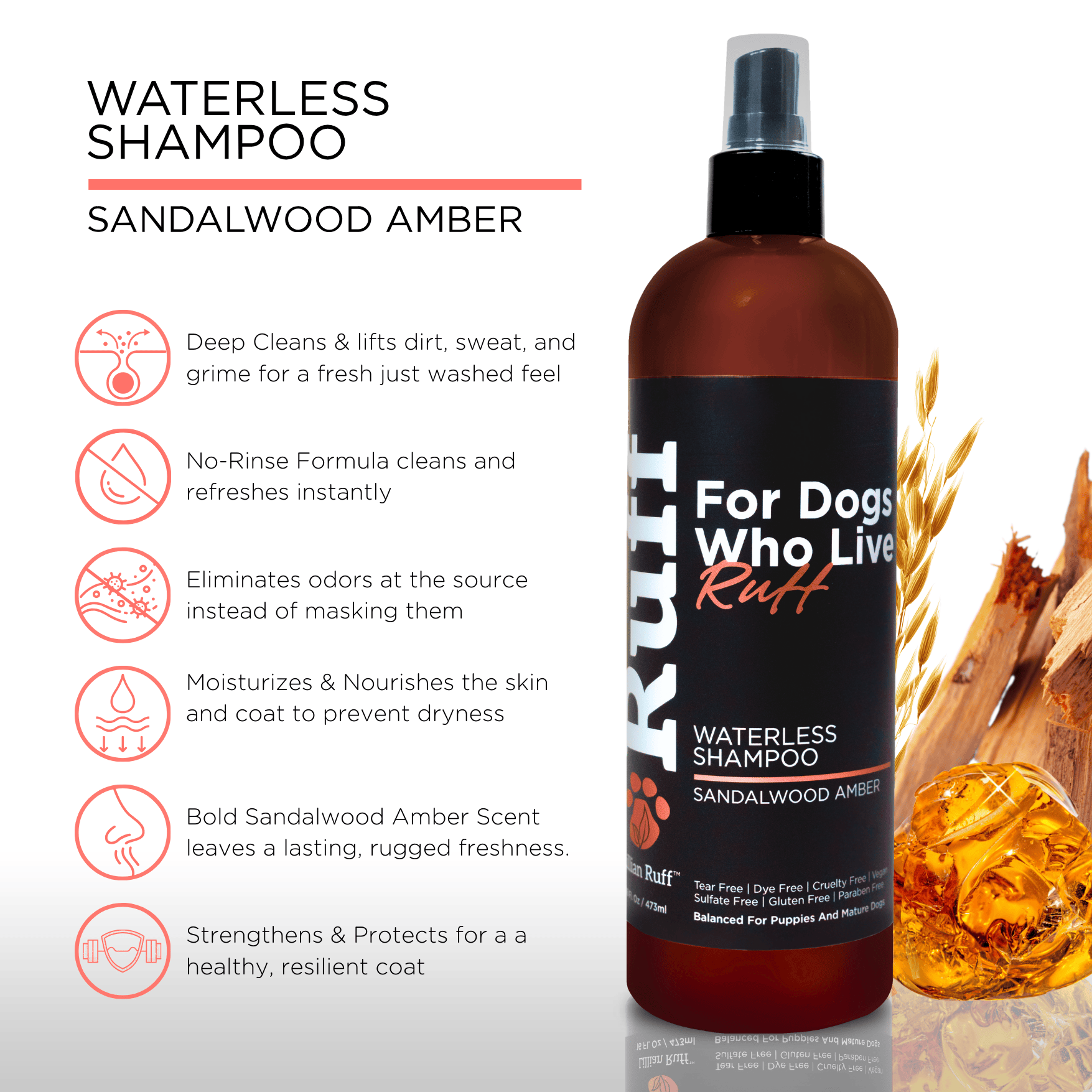 Waterless Shampoo Sandalwood - Amber - Best Dog Shampoo